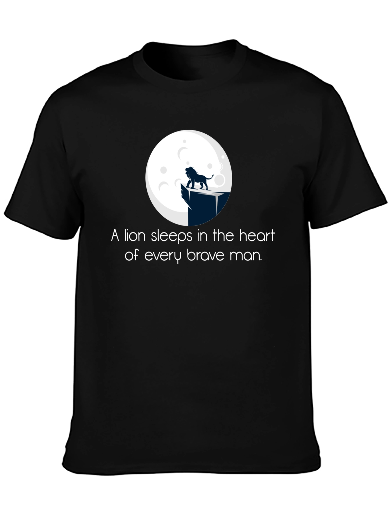Lion Heart Mens Black Graphic T-Shirt