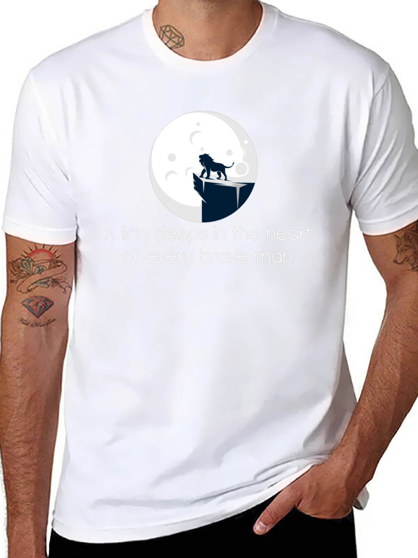 Lion Heart Mens Black Graphic T-Shirt