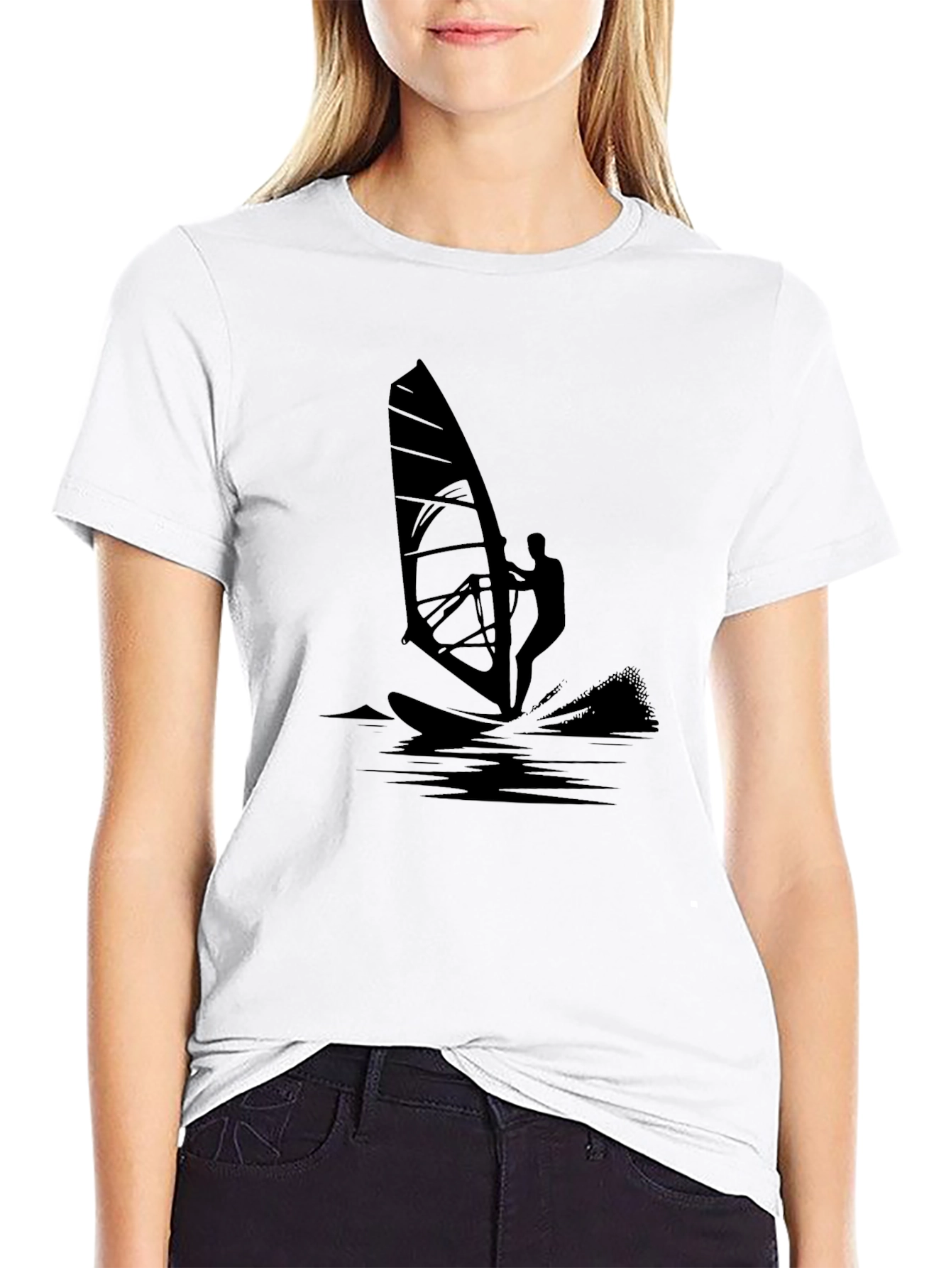 Black Windsurfer Graphic T-Shirt