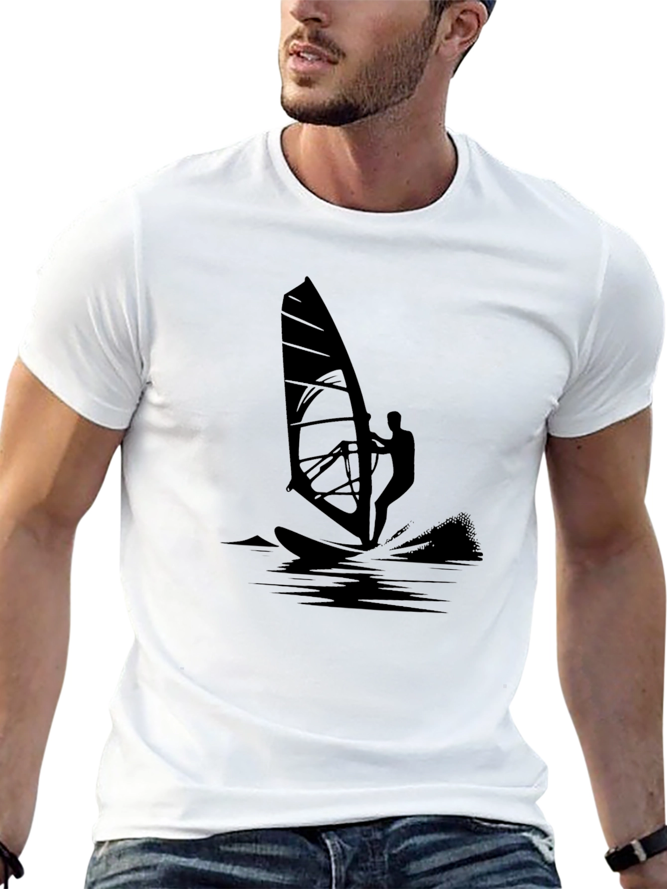 Black Windsurfer Graphic T-Shirt