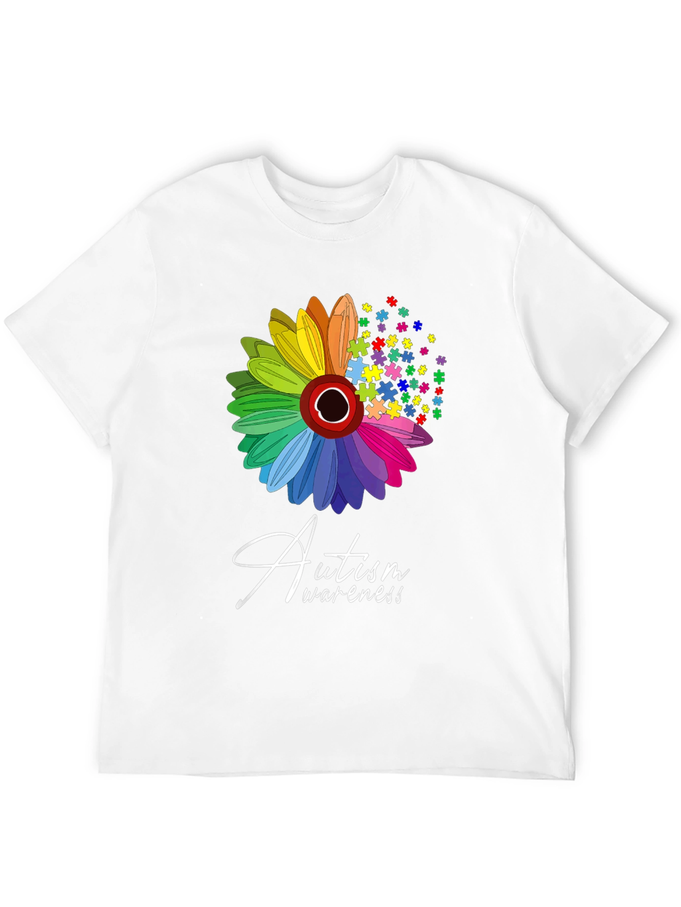 Autism Awareness T-Shirt: Puzzle Flower Graphic Tee