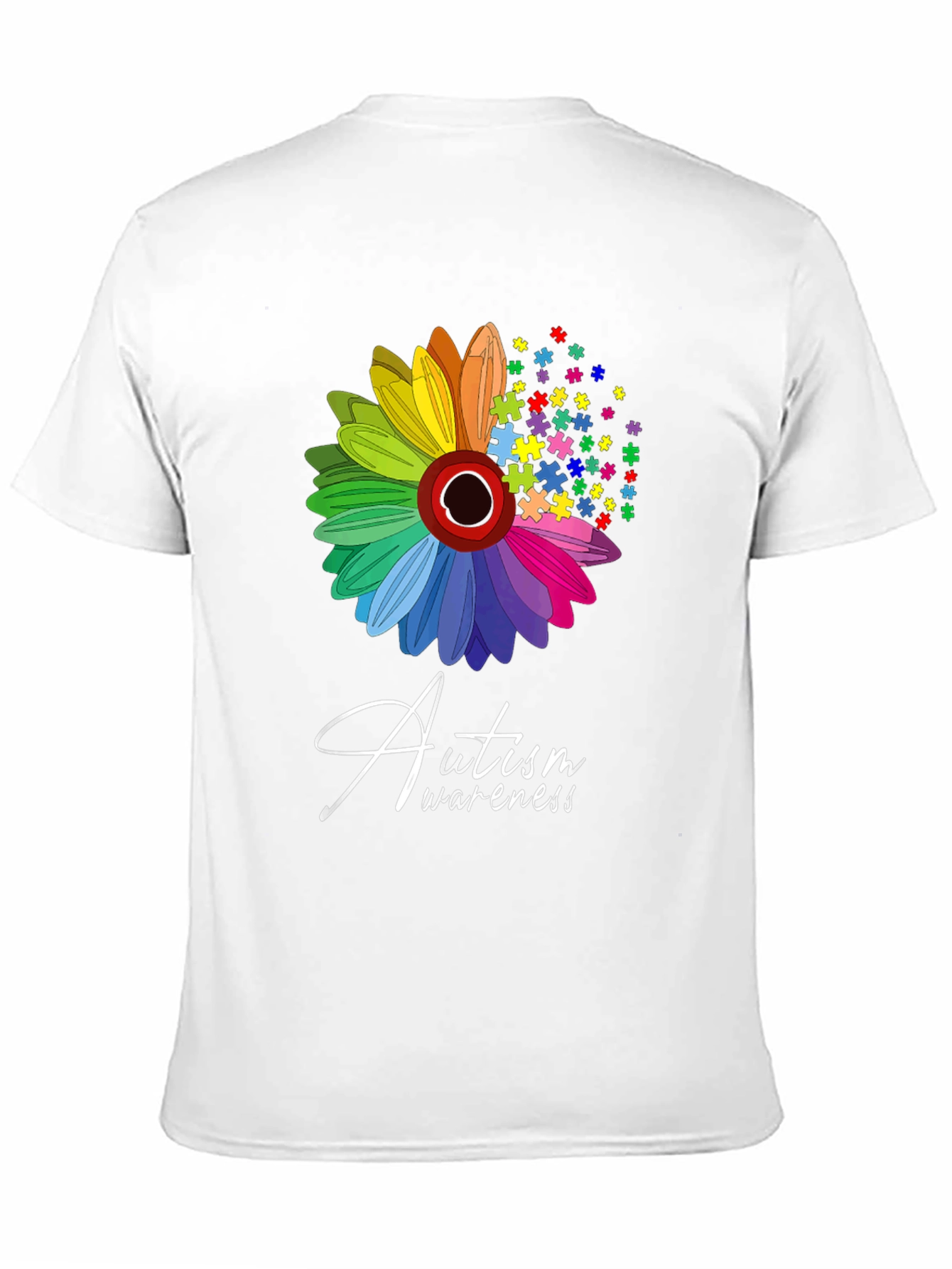 Autism Awareness T-Shirt: Puzzle Flower Graphic Tee
