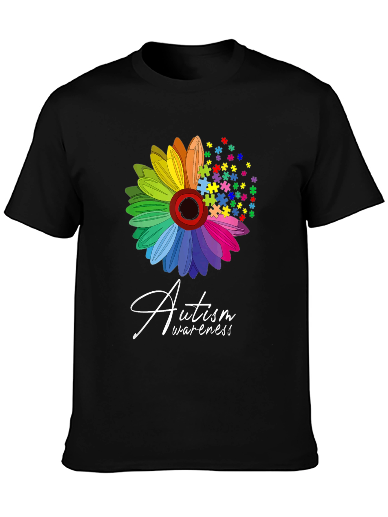 Autism Awareness T-Shirt: Puzzle Flower Graphic Tee