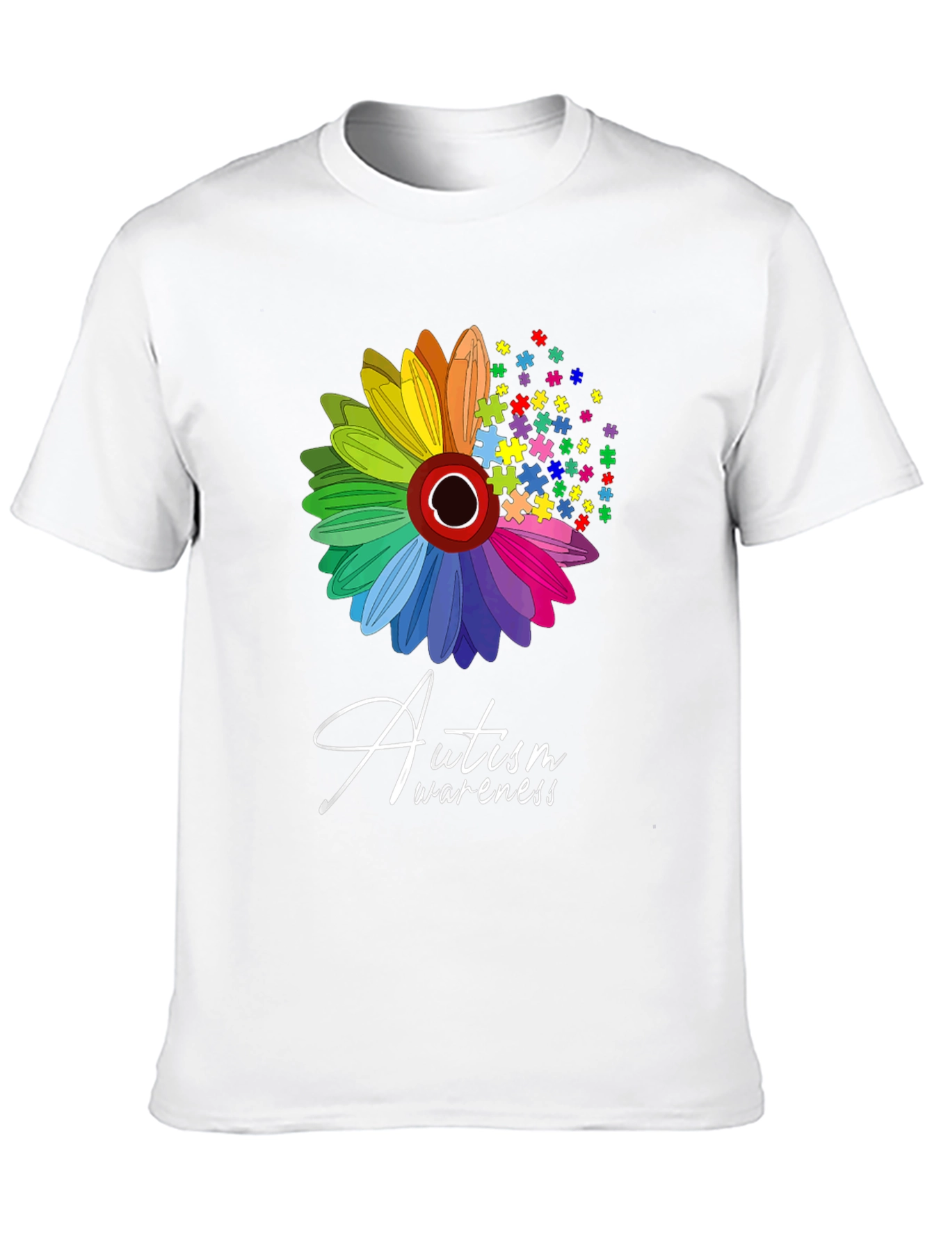 Autism Awareness T-Shirt: Puzzle Flower Graphic Tee
