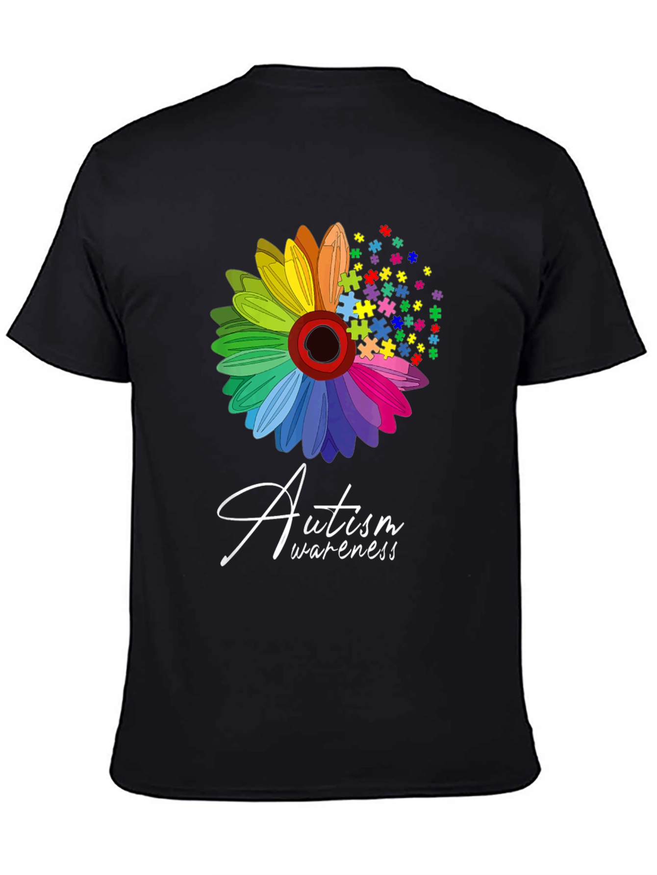 Autism Awareness T-Shirt: Puzzle Flower Graphic Tee