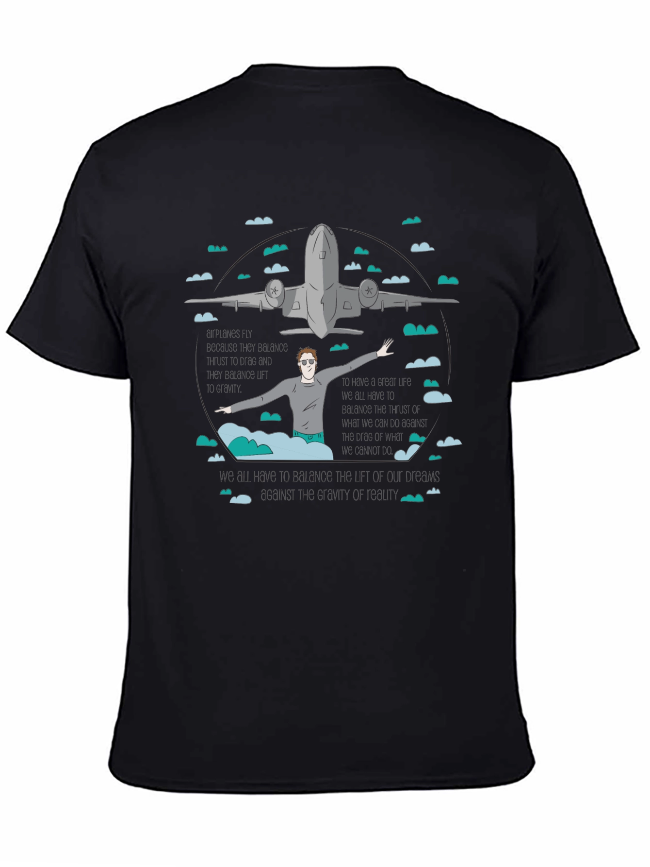 Airplane Graphic Tee - Black Cotton T-Shirt