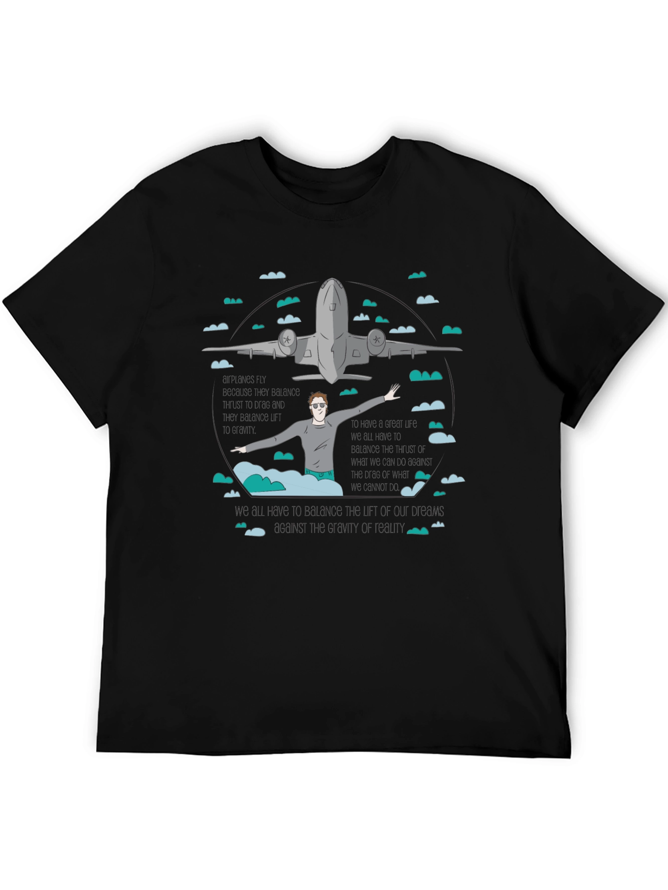 Airplane Graphic Tee - Black Cotton T-Shirt