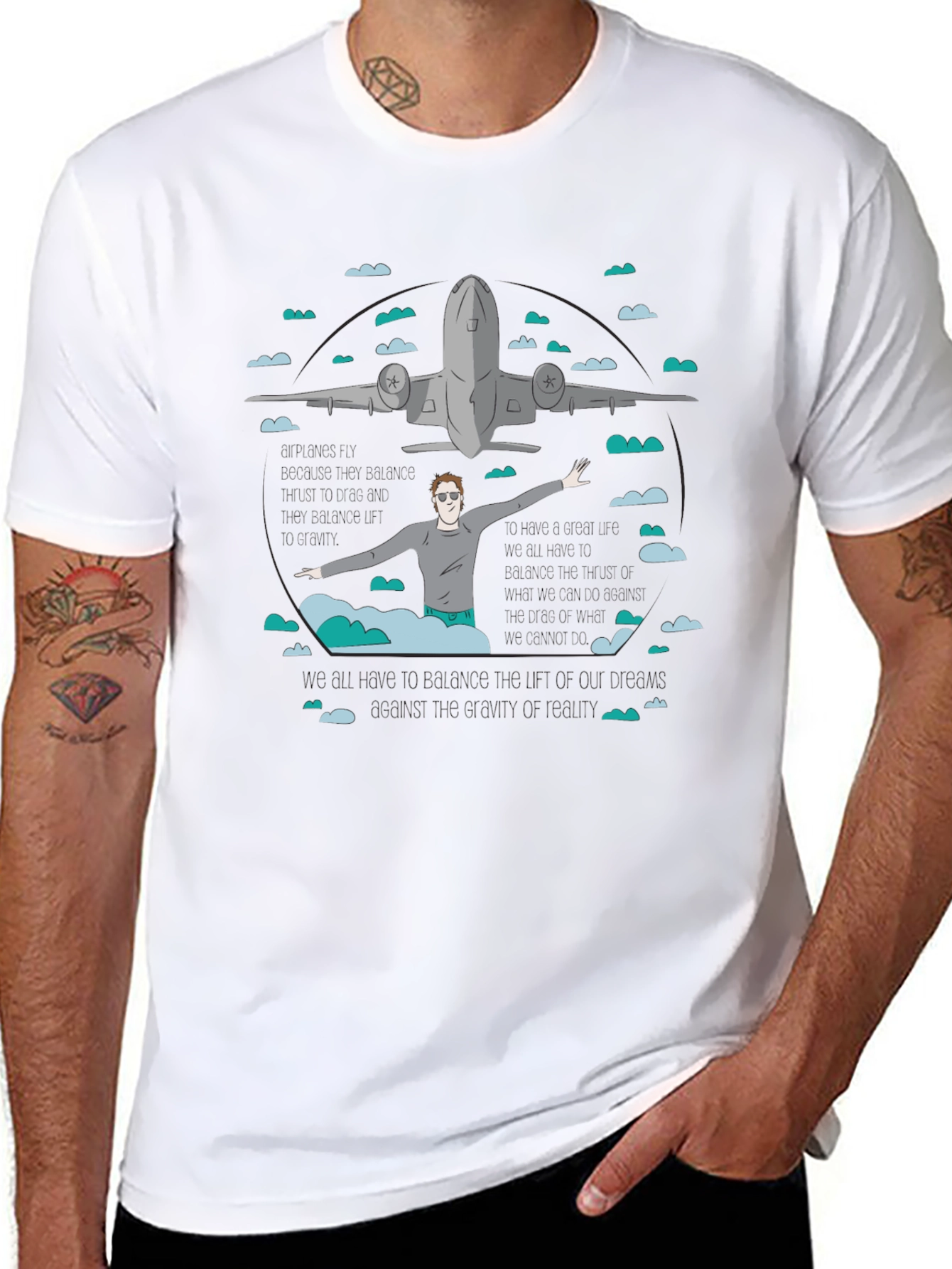 Airplane Graphic Tee - Black Cotton T-Shirt