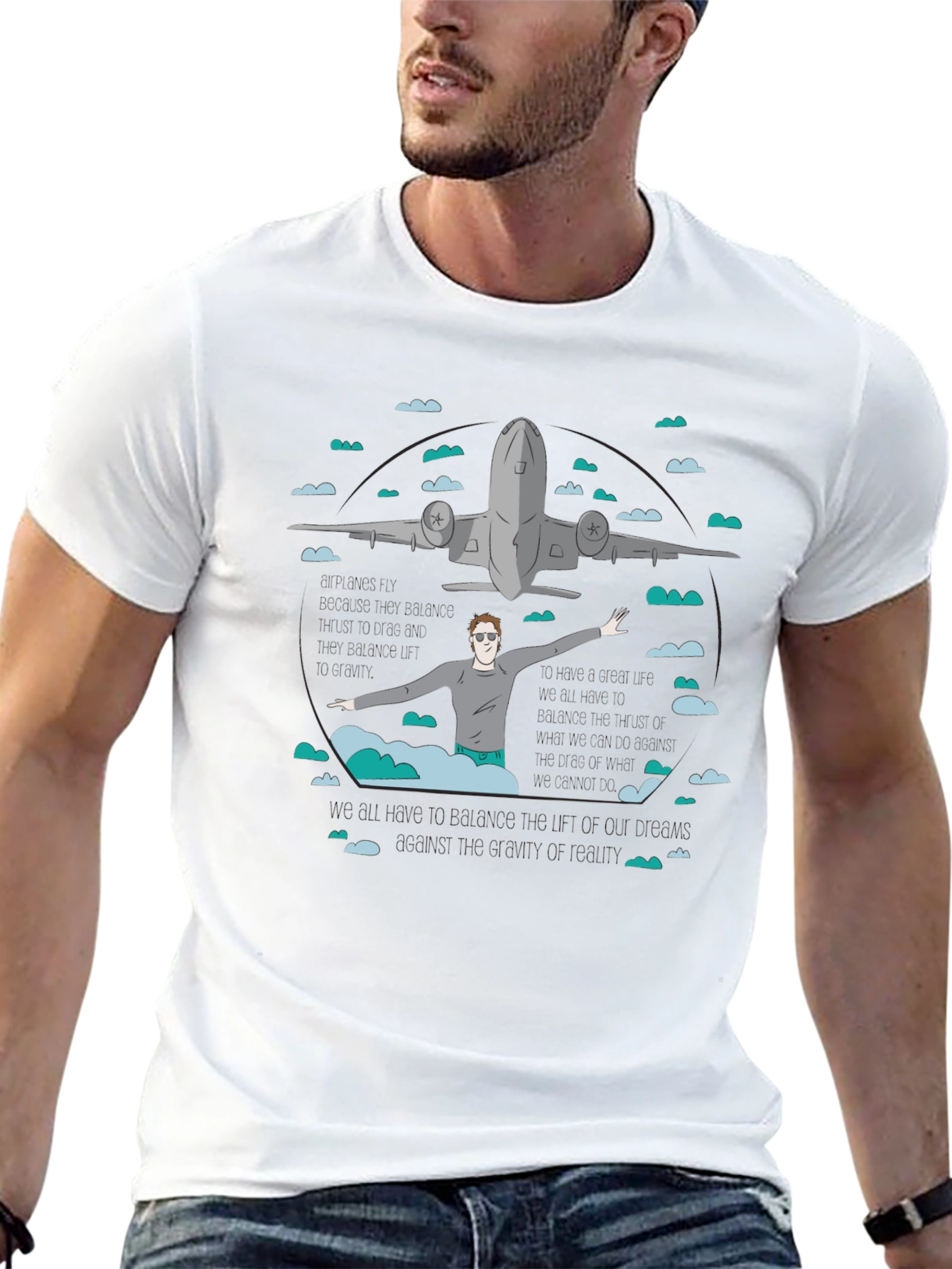 Airplane Graphic Tee - Black Cotton T-Shirt