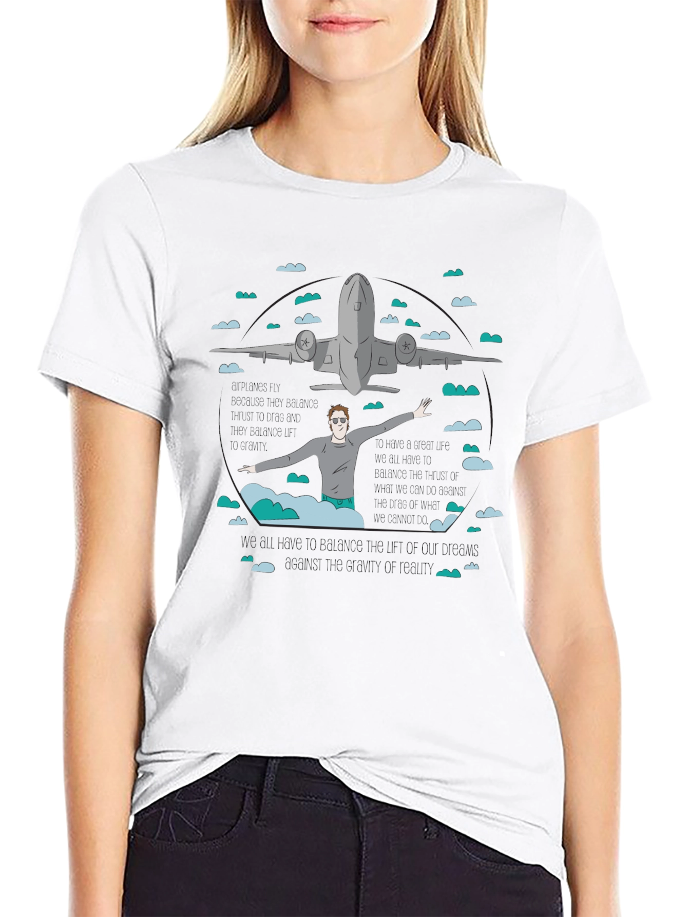 Airplane Graphic Tee - Black Cotton T-Shirt