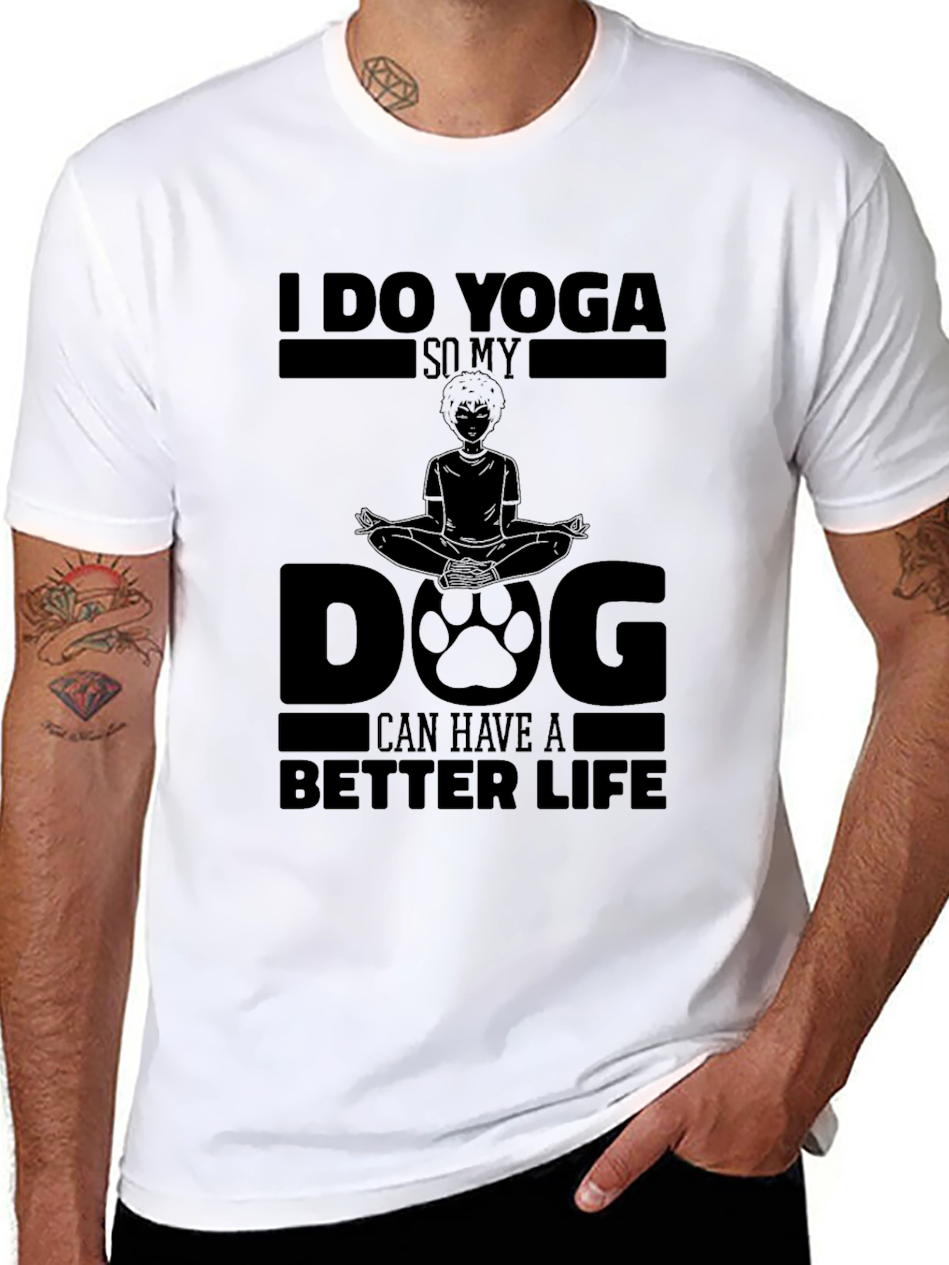 Yoga Dog Life T-Shirt: Unisex Black Cotton Tee