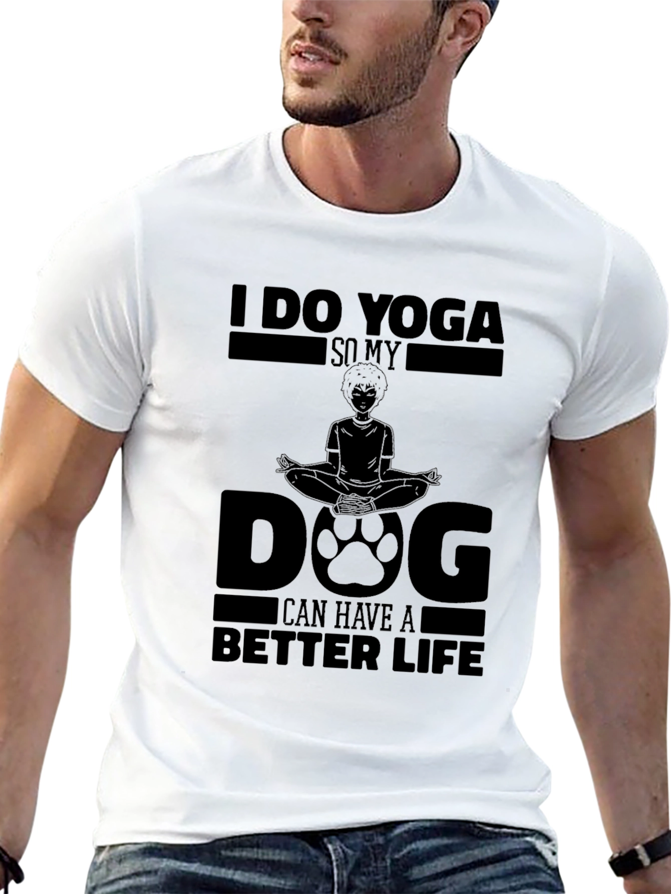 Yoga Dog Life T-Shirt: Unisex Black Cotton Tee