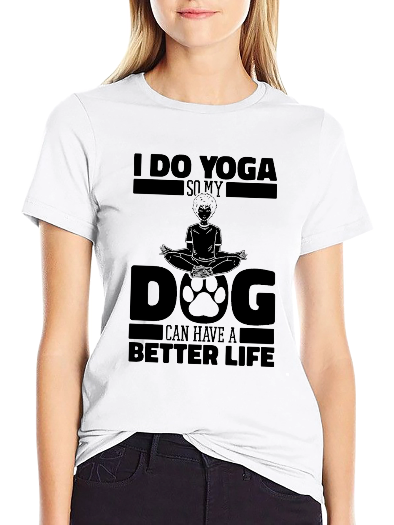 Yoga Dog Life T-Shirt: Unisex Black Cotton Tee
