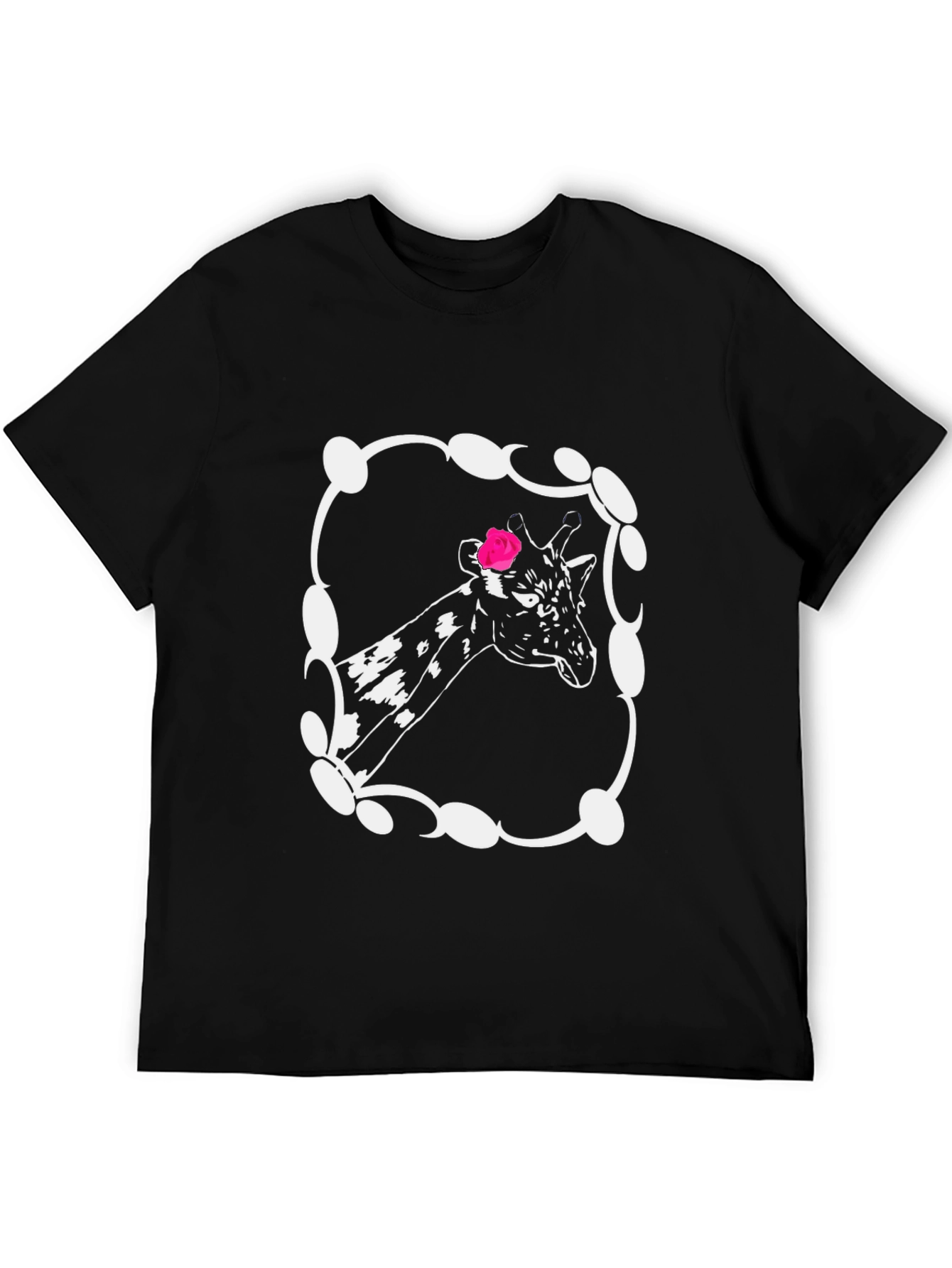 Giraffe Rose Graphic Tee - Unisex Black T-Shirt