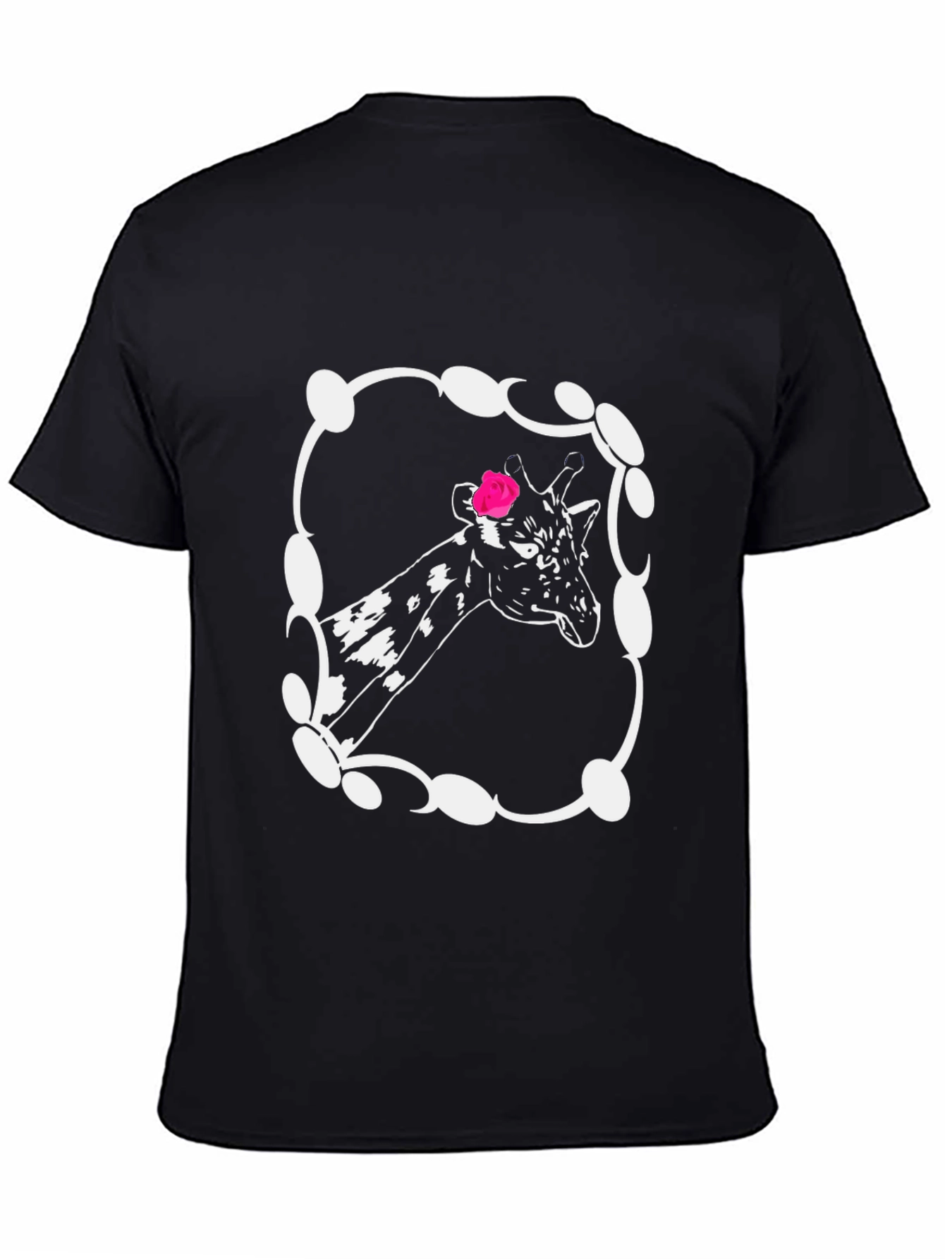 Giraffe Rose Graphic Tee - Unisex Black T-Shirt