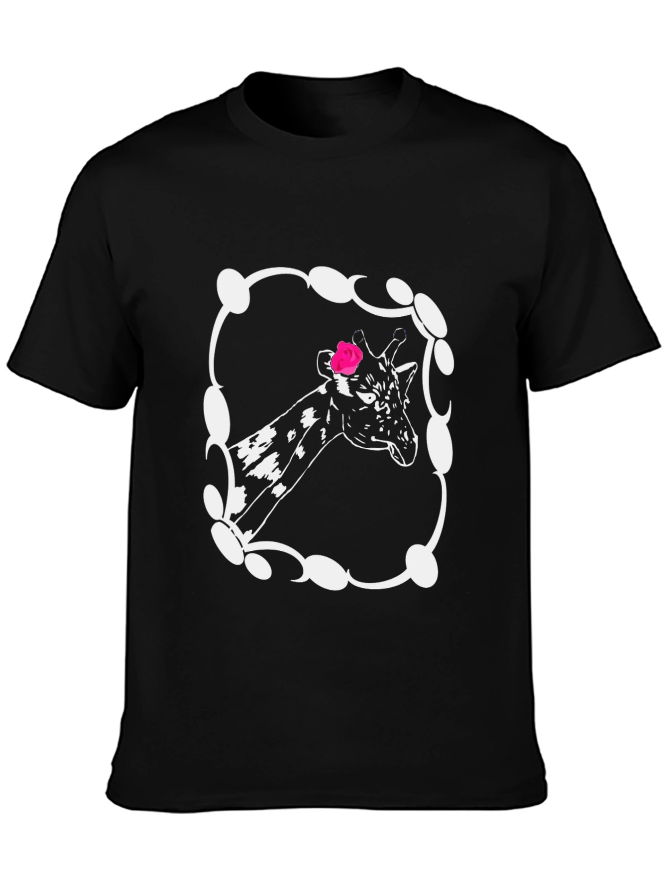 Giraffe Rose Graphic Tee - Unisex Black T-Shirt