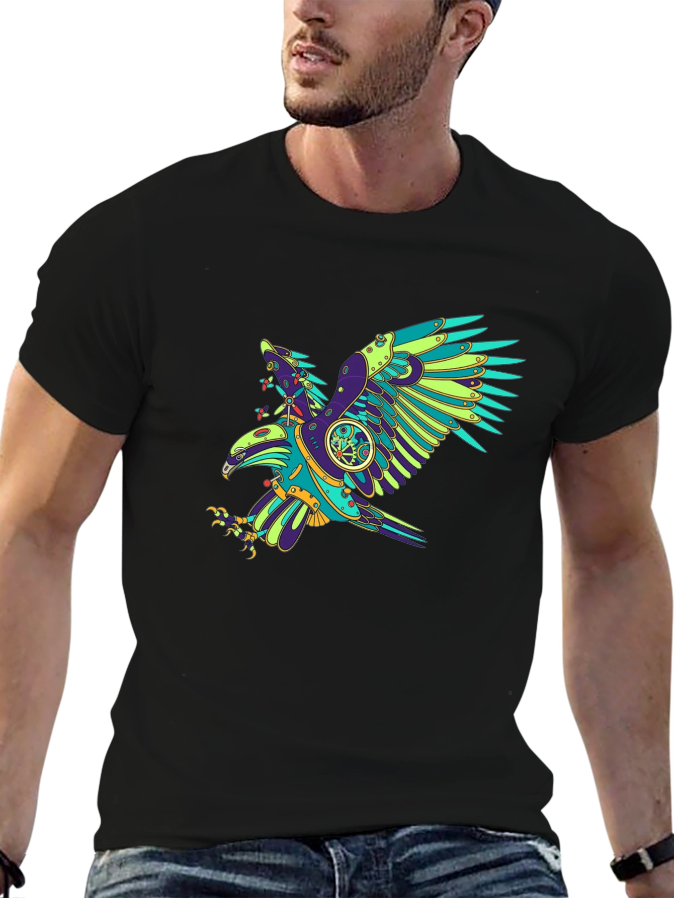 Steampunk Eagle Graphic Tee - Black T-Shirt