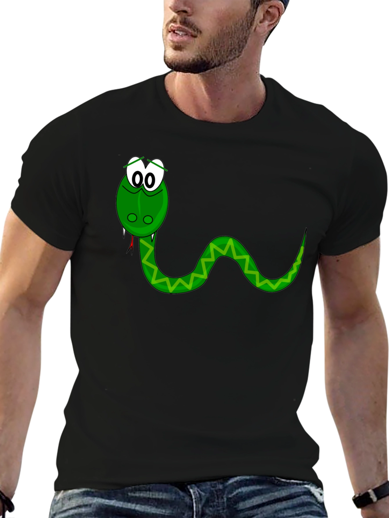 Cartoon Snake Graphic Tee - Black T-Shirt