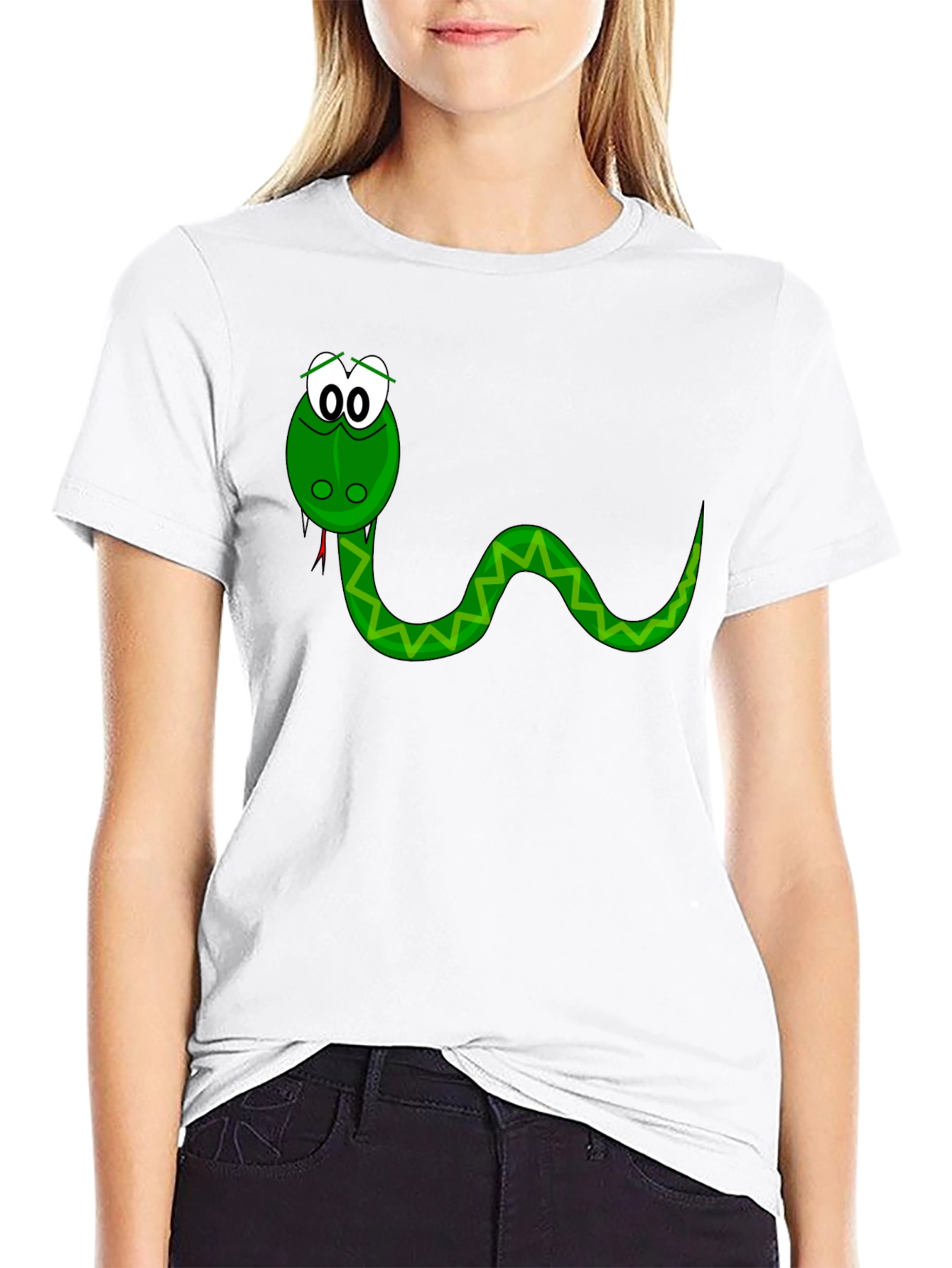 Cartoon Snake Graphic Tee - Black T-Shirt