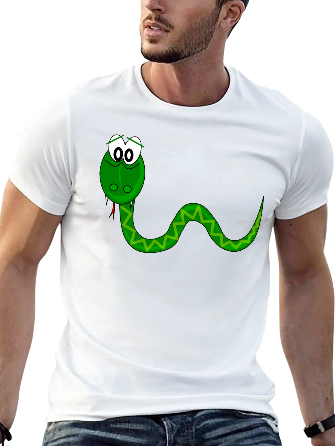 Cartoon Snake Graphic Tee - Black T-Shirt