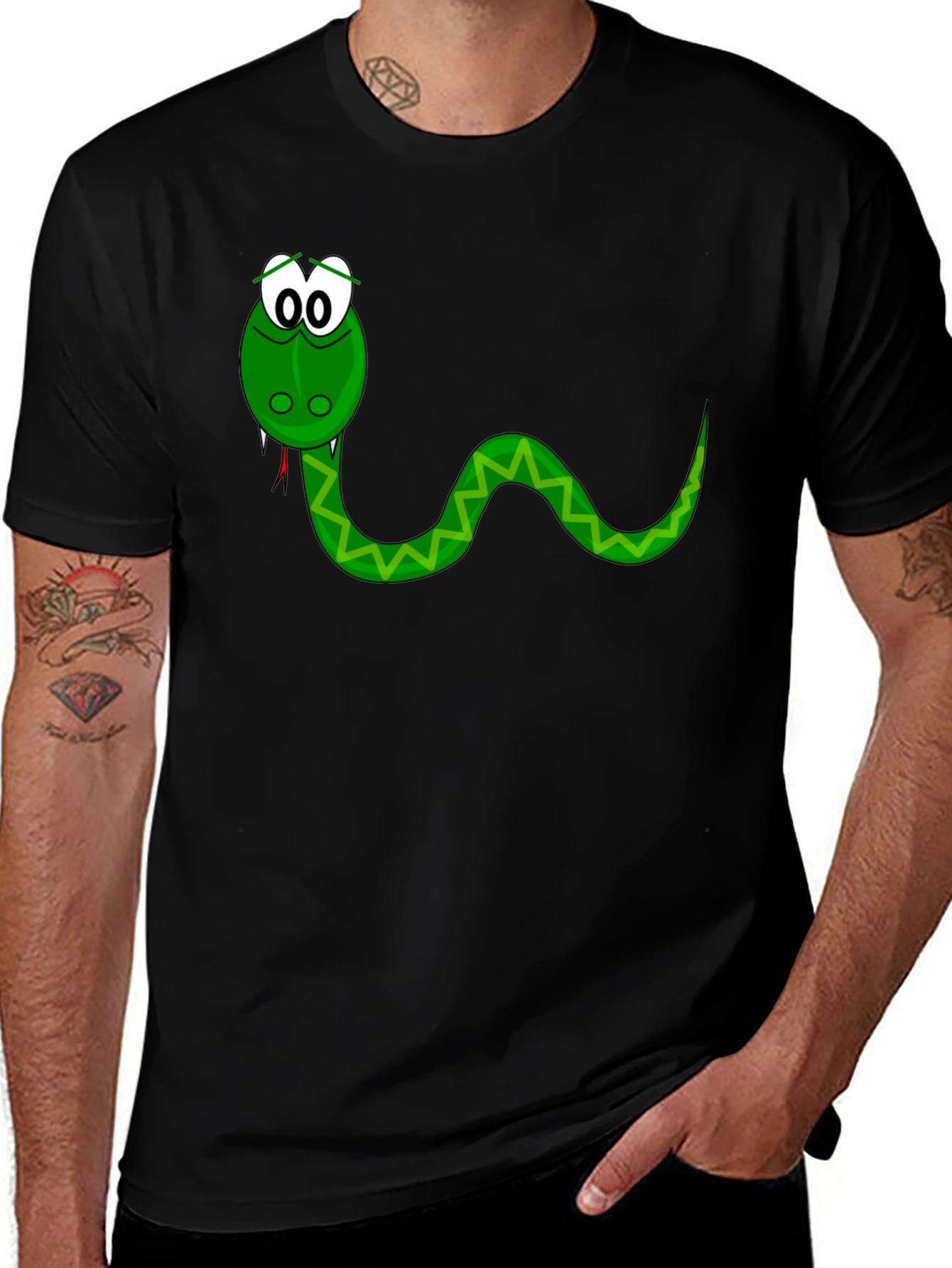 Cartoon Snake Graphic Tee - Black T-Shirt