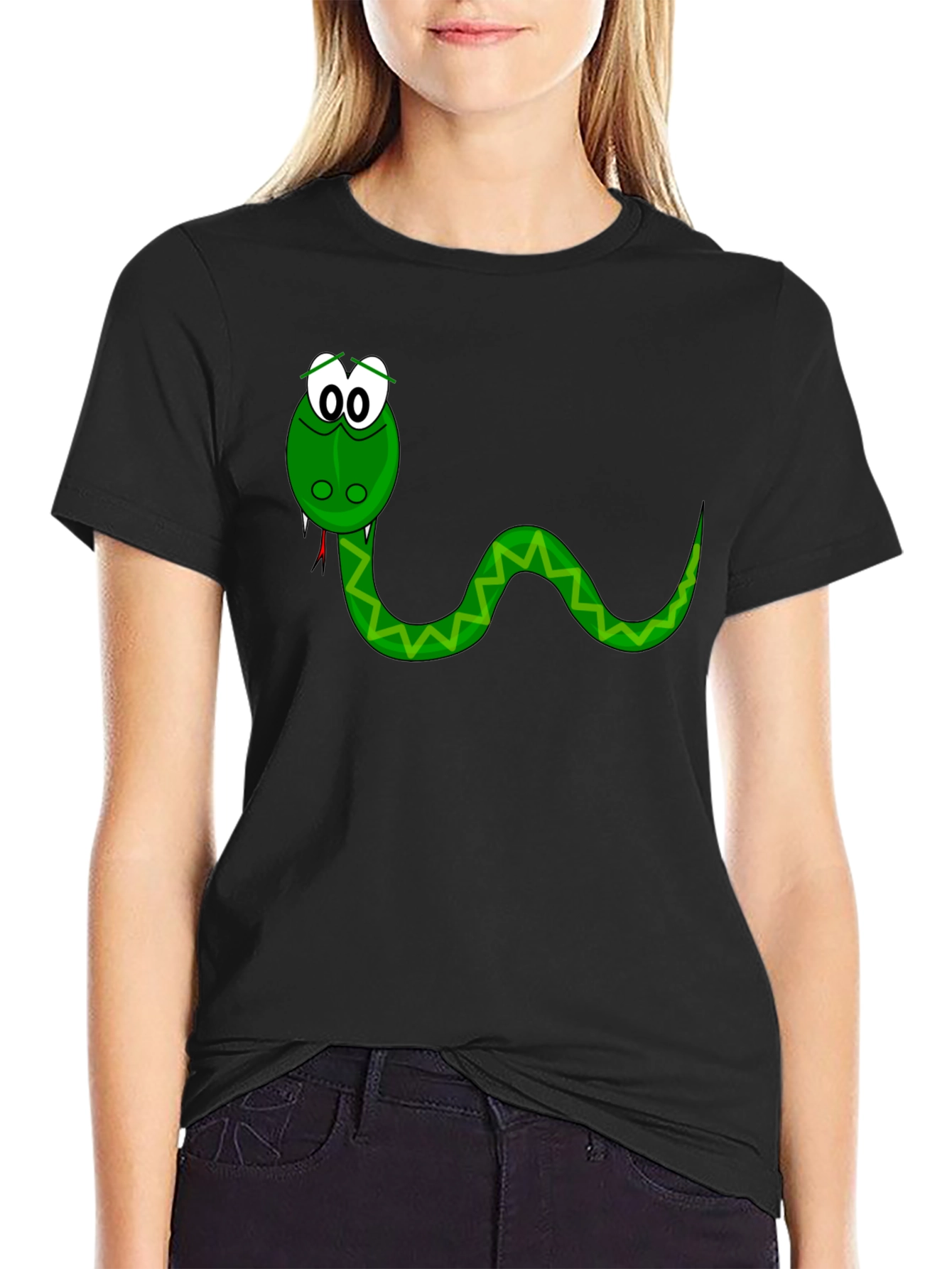 Cartoon Snake Graphic Tee - Black T-Shirt