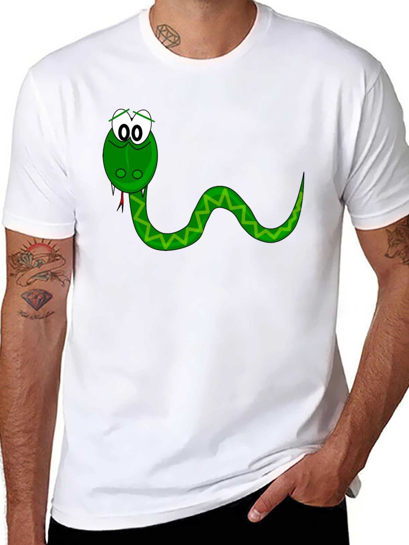Cartoon Snake Graphic Tee - Black T-Shirt