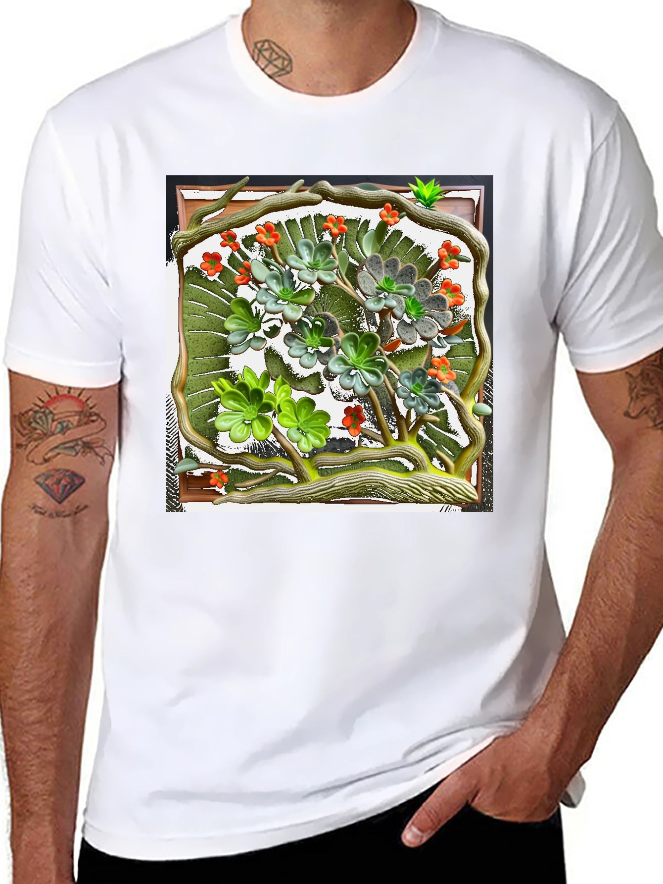 Nature Art T-Shirt: Unique Floral Design