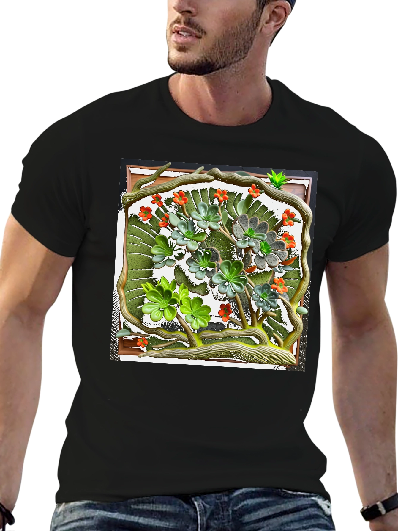 Nature Art T-Shirt: Unique Floral Design