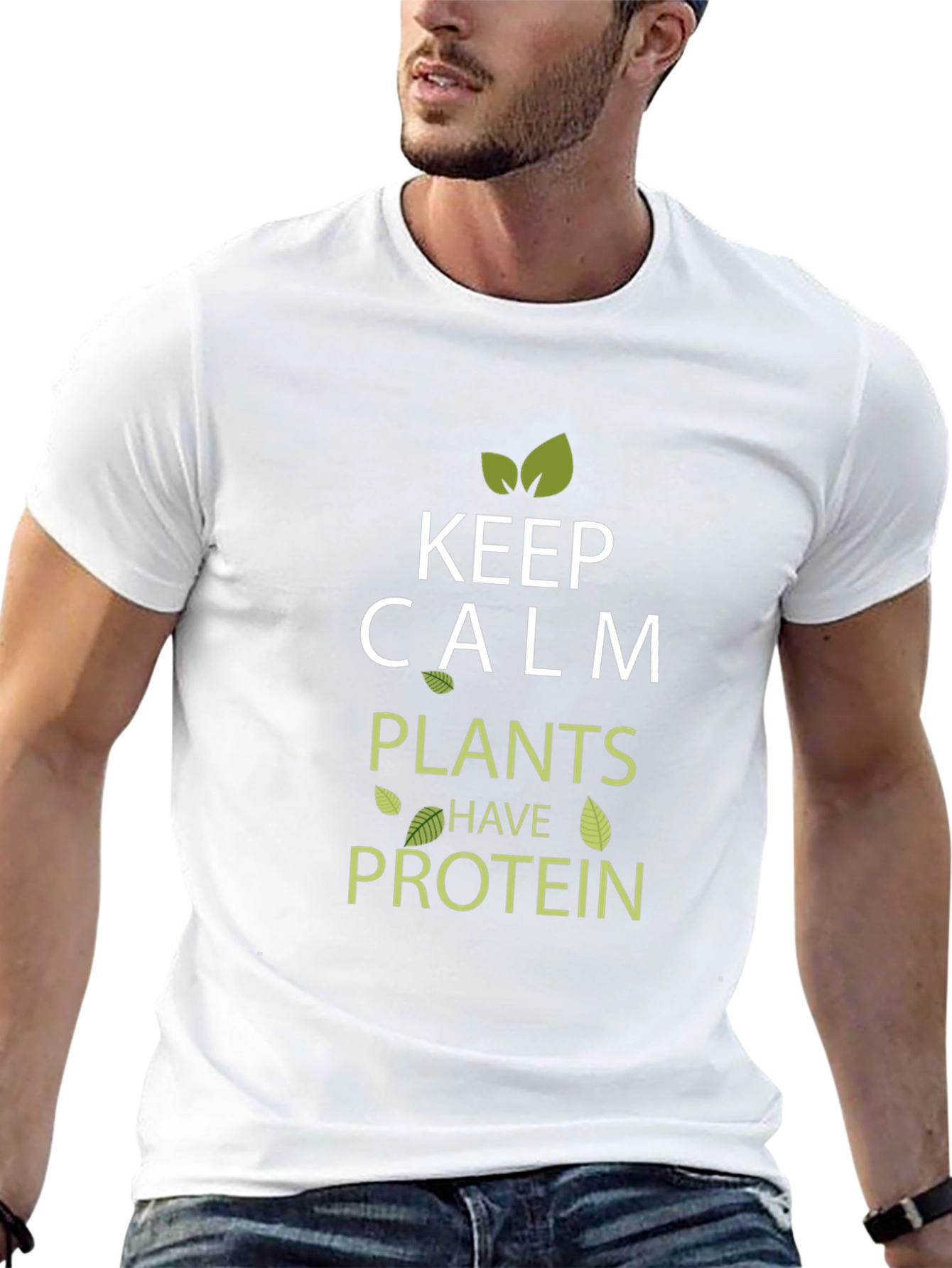 Keep Calm Plants Have Protein Vegan T-Shirt