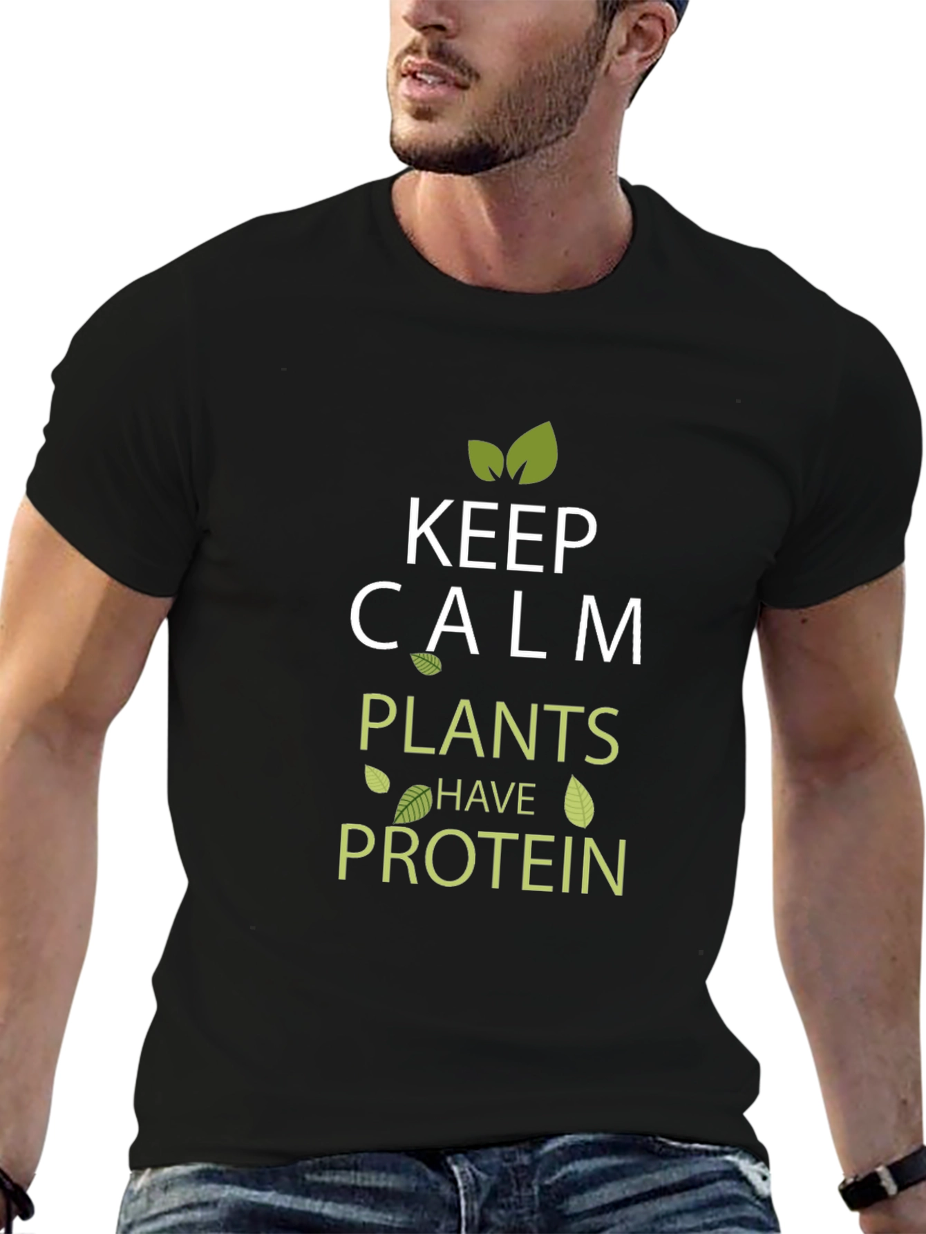 Keep Calm Plants Have Protein Vegan T-Shirt