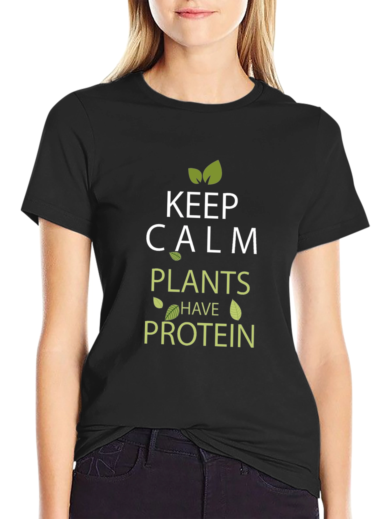 Keep Calm Plants Have Protein Vegan T-Shirt