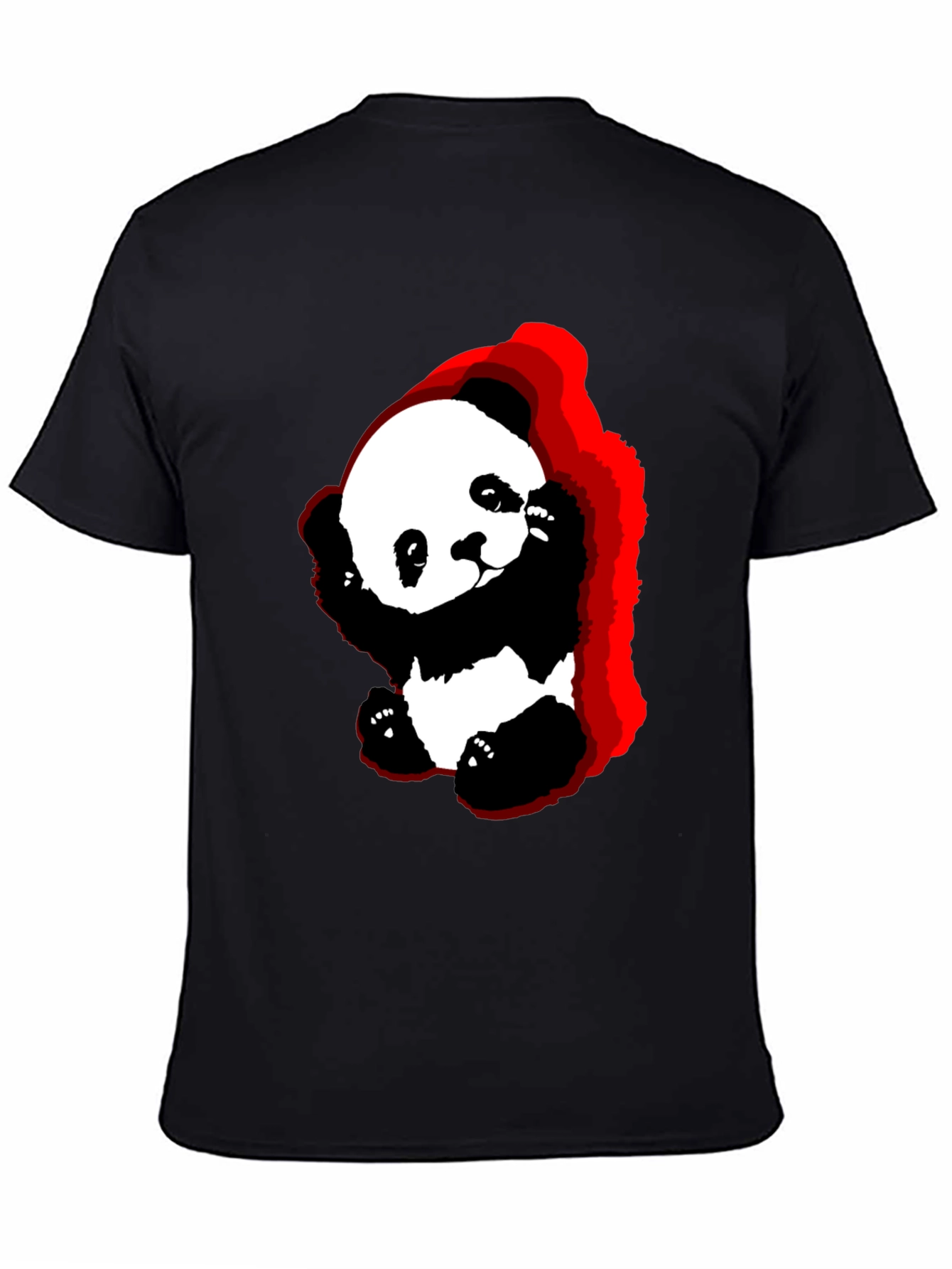 Cute Panda Graphic Tee - Soft Black Cotton T-Shirt