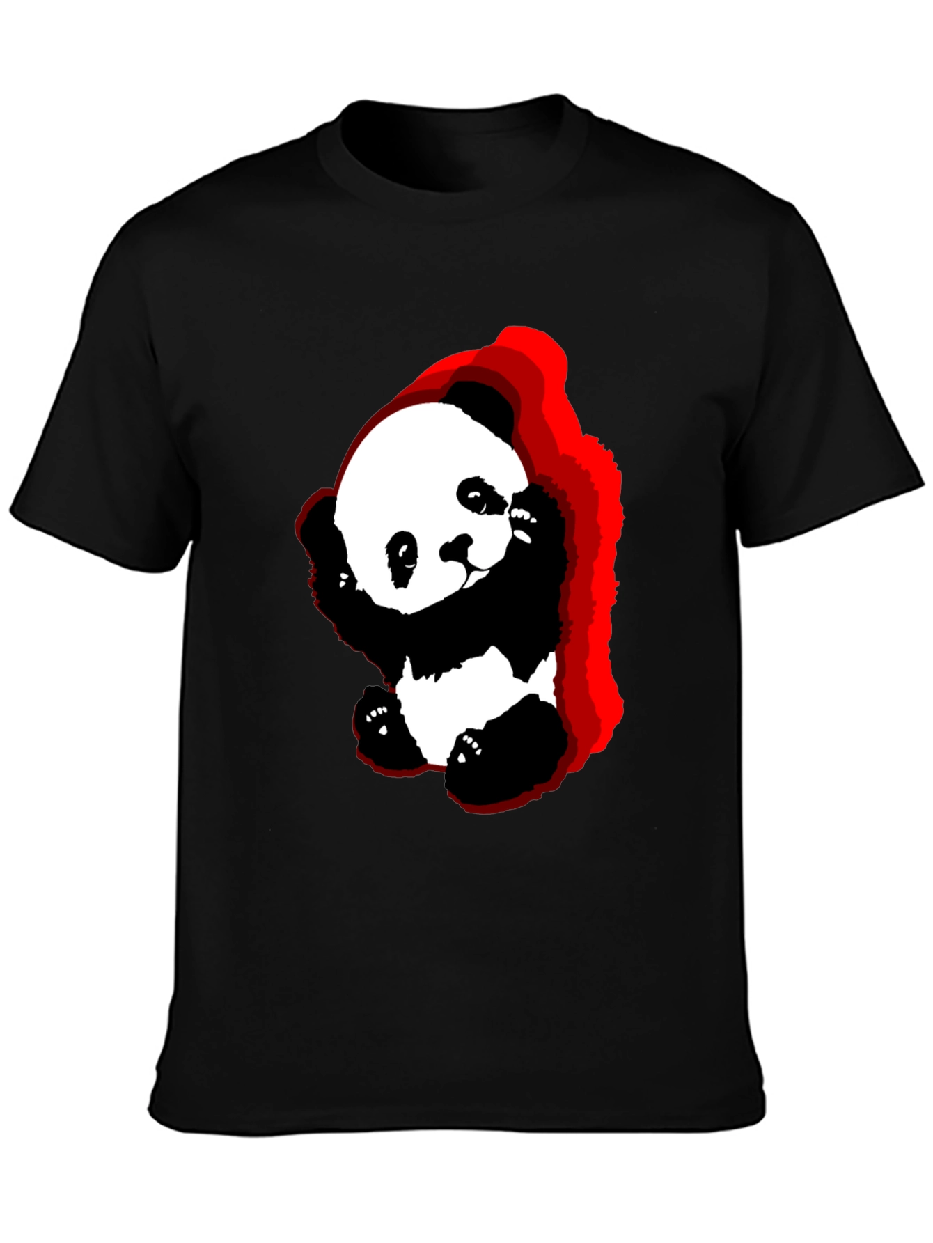 Cute Panda Graphic Tee - Soft Black Cotton T-Shirt