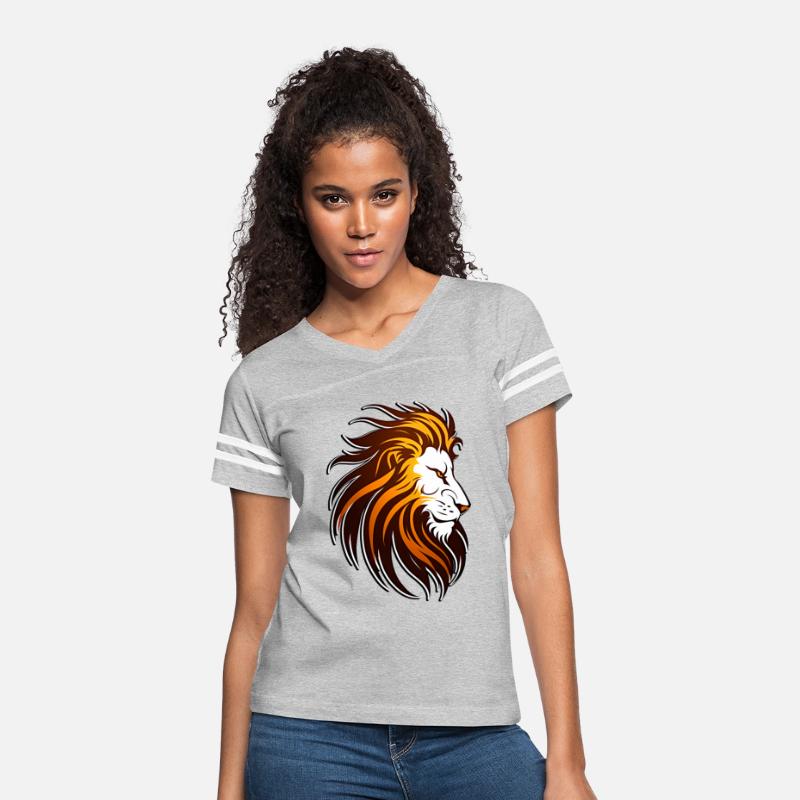 the lion in orange in the style of dark amber
