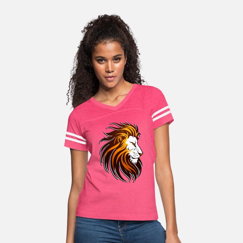 the lion in orange in the style of dark amber