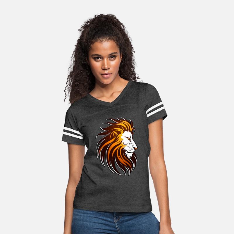 the lion in orange in the style of dark amber