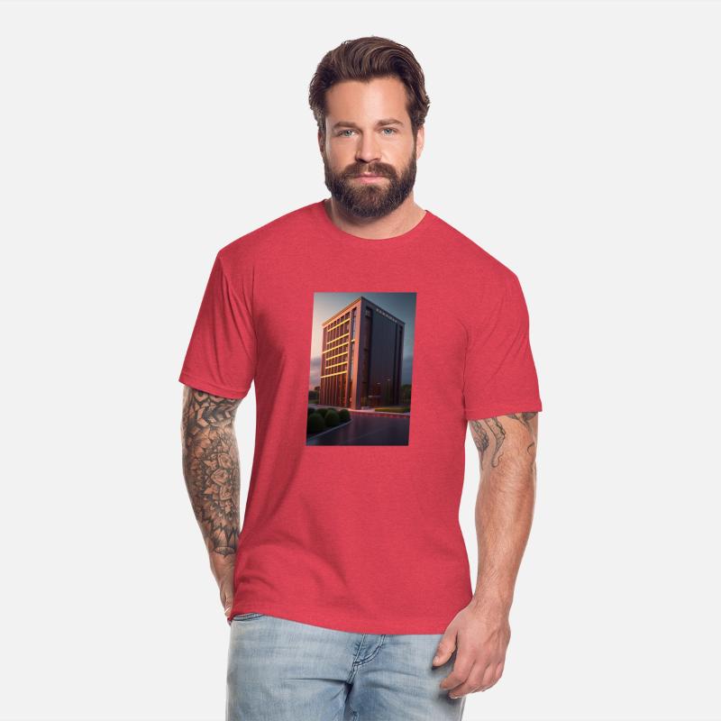 The red building logo design in T shirt cloths