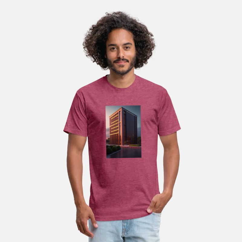 The red building logo design in T shirt cloths