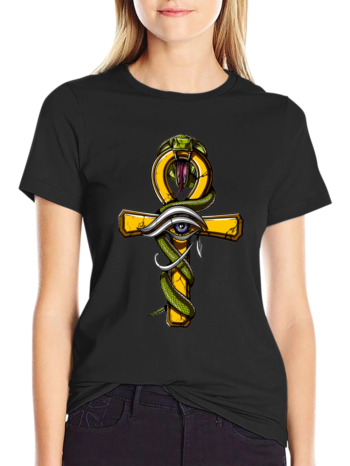 Egyptian Ankh Eye of Horus Cobra Graphic Tee