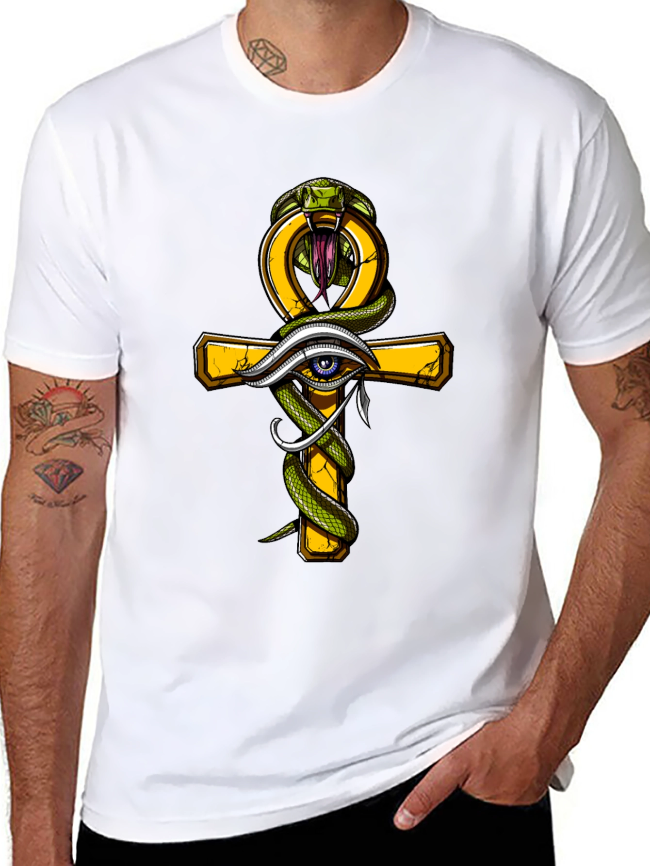 Egyptian Ankh Eye of Horus Cobra Graphic Tee