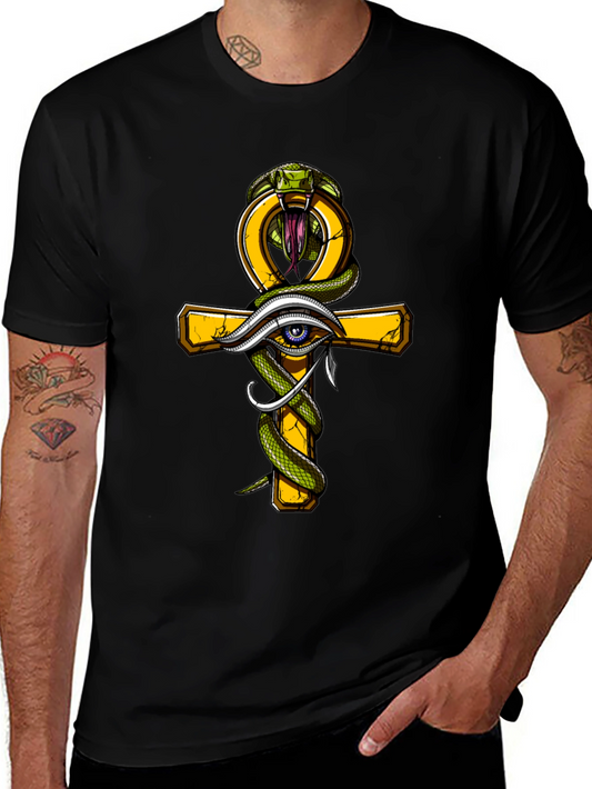Egyptian Ankh Eye of Horus Cobra Graphic Tee