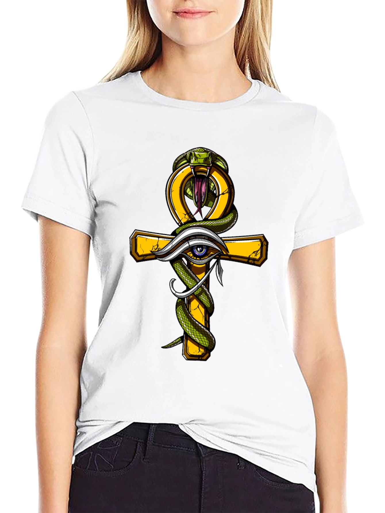 Egyptian Ankh Eye of Horus Cobra Graphic Tee