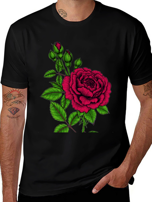Black Rose Graphic T-Shirt - Elegant Floral Design