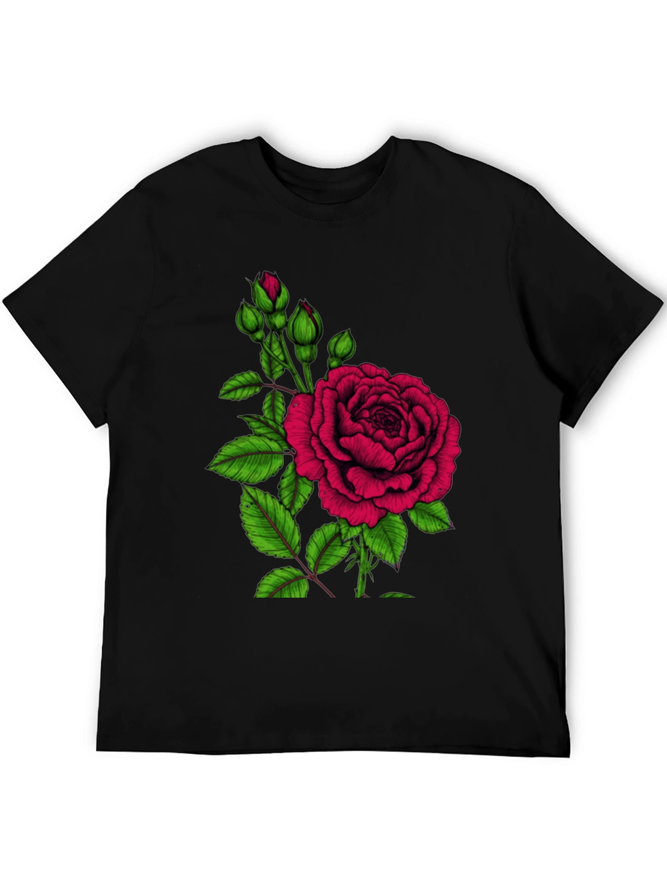 Black Rose Graphic T-Shirt - Elegant Floral Design