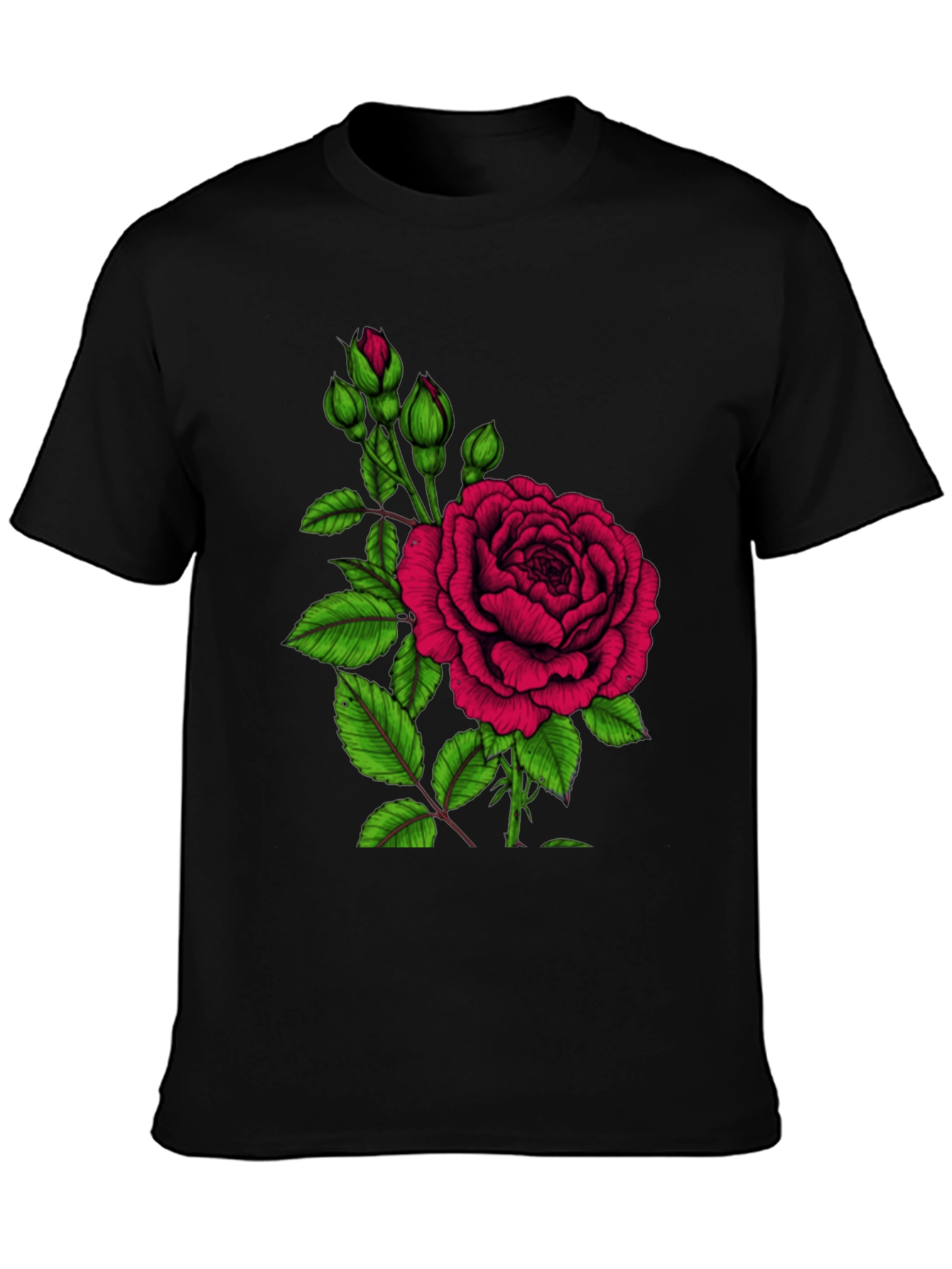 Black Rose Graphic T-Shirt - Elegant Floral Design