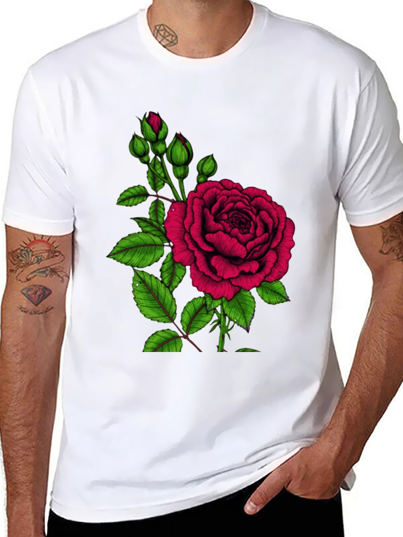 Black Rose Graphic T-Shirt - Elegant Floral Design
