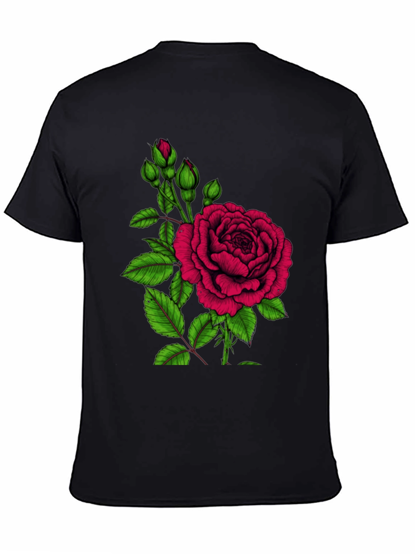 Black Rose Graphic T-Shirt - Elegant Floral Design