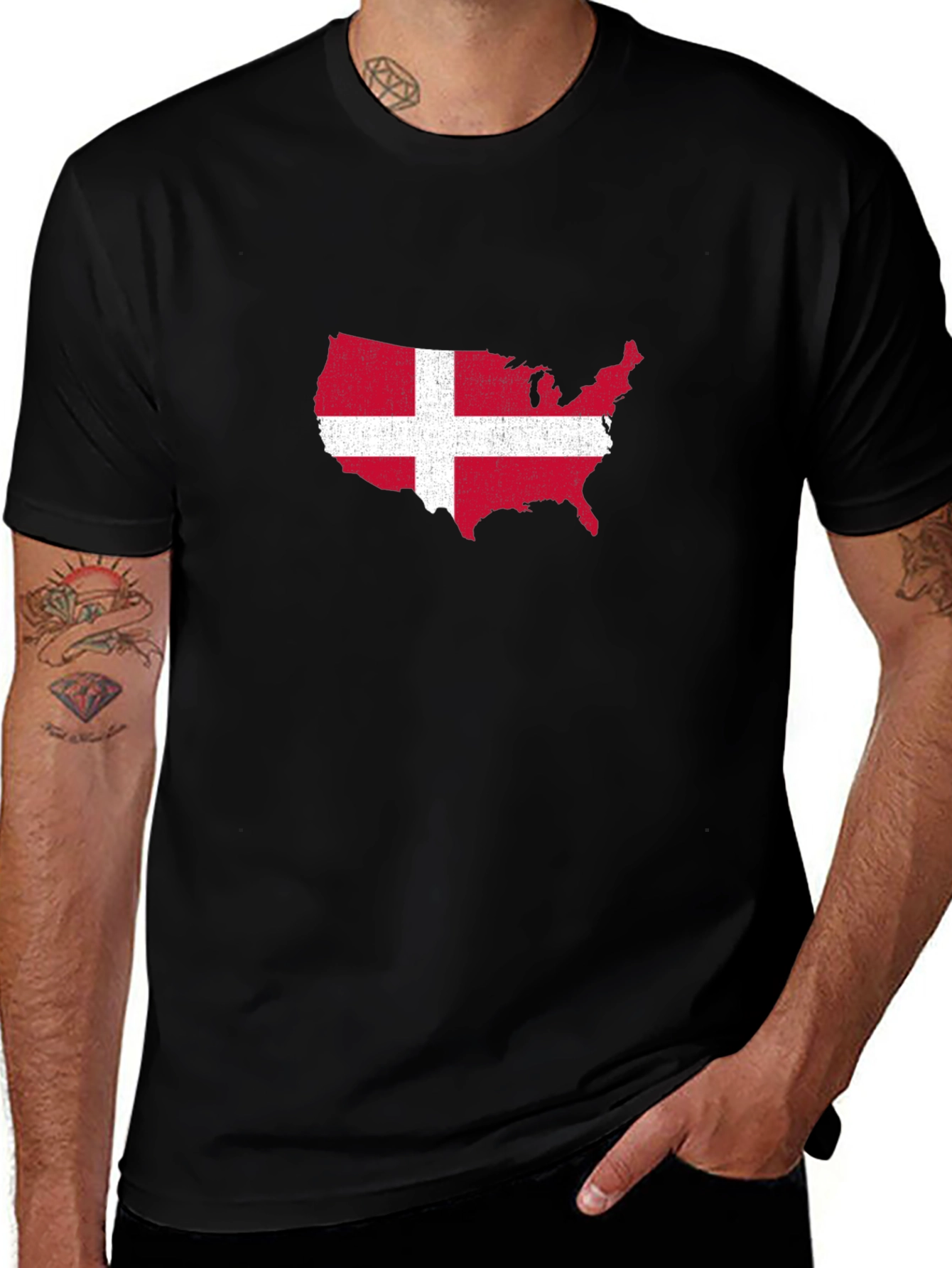 USA Denmark Flag T-Shirt - Patriotic Graphic Tee