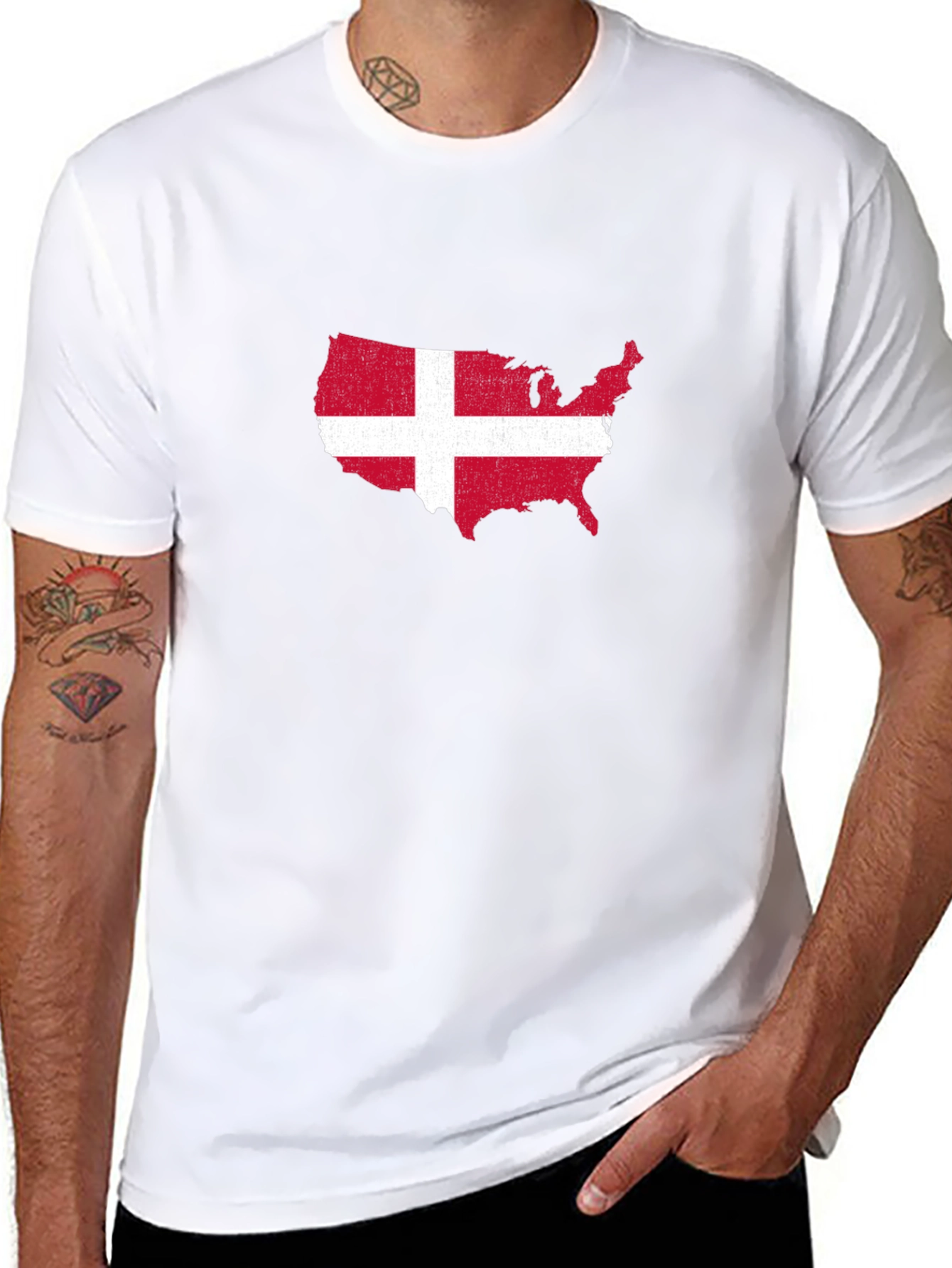 USA Denmark Flag T-Shirt - Patriotic Graphic Tee